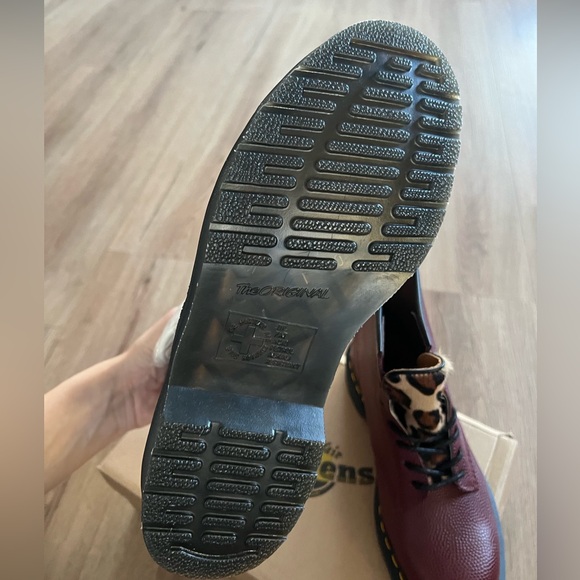 SUPER rare doc marten stussy red pebble leather and fur boots - Picture 4 of 5